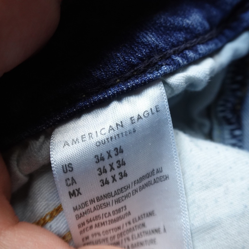 American Eagle Jeans Mens 34X34 Dark Blue Denim Original Boot Western Stretch - Picture 9 of 13